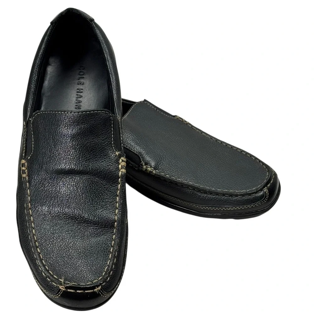 Cole Haan Driving Loafer Shoes Mens Size 10W Black‎ Leather Slip On Style C03557